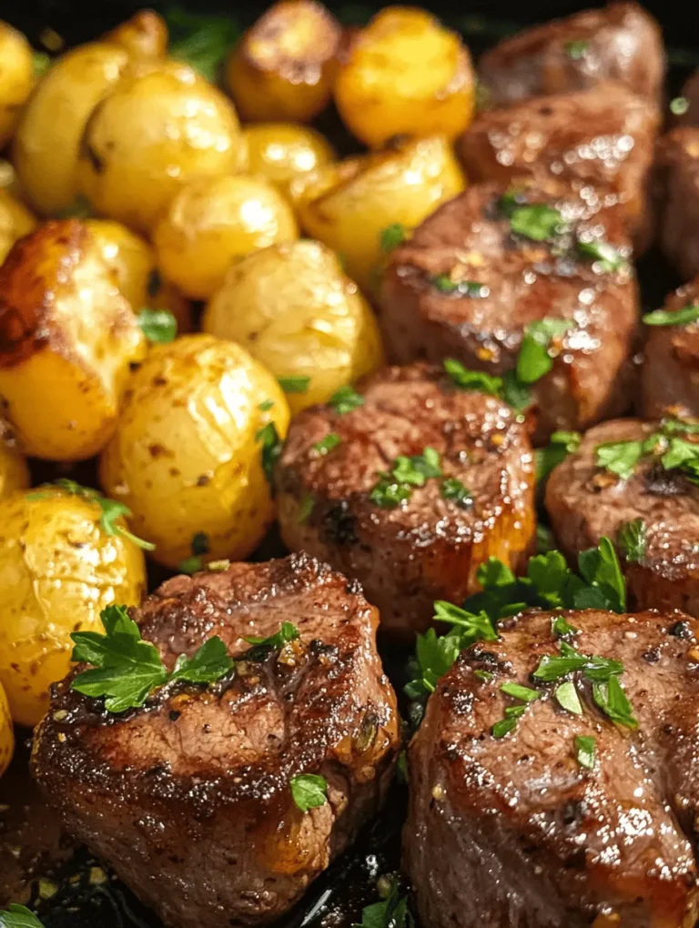 Garlic Butter Steak Bites and Potatoes is a dish that perfectly encapsulates comfort food at its finest. Imagine succulent pieces of tender steak, infused with the rich, savory essence of garlic and butter, paired with crispy, golden baby potatoes that offer a delightful crunch with every bite. This recipe is not only a feast for the taste buds but also a quick and easy option for any home cook looking to whip up a hearty meal without spending hours in the kitchen.