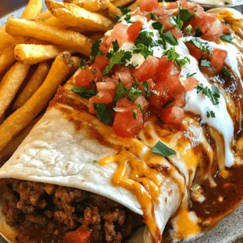 When it comes to comfort food, few dishes can match the delightful combination of cheesy beef burritos paired with crispy fries. This hearty meal captures the essence of indulgence, providing a satisfying blend of flavors and textures that are sure to please everyone at the table. The burritos, bursting with savory ground beef, creamy cheese, and flavorful spices, are perfectly complemented by the addition of golden, crispy fries, creating an irresistible culinary experience for family dinners, gatherings, or even a casual weeknight meal.