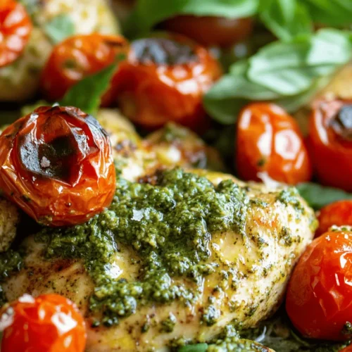 If you’re searching for a dish that combines comfort, flavor, and visual appeal, look no further than Creamy Pesto Chicken with Roasted Tomatoes. This dish not only tantalizes the taste buds but also offers a vibrant splash of color to your dining table, making it perfect for any occasion—from a cozy weeknight dinner to an elegant gathering with friends. The creamy texture of the chicken, combined with the burst of flavor from roasted tomatoes, creates a harmony of taste that is both satisfying and memorable.