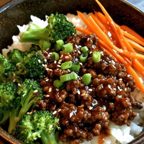 The Savory Korean Ground Beef Bowl is a delightful fusion of flavors that brings the essence of Korean cuisine to your dinner table. This dish captures the heart of Korean cooking with its unique blend of sweet and savory elements, making it a go-to option for busy weeknights. The rich taste of ground beef harmonizes beautifully with a specially crafted sauce, fresh vegetables, and fluffy jasmine rice, creating a meal that is not only satisfying but also versatile. Whether you’re looking to explore new culinary horizons or simply need a quick dinner solution, this bowl is sure to impress.
