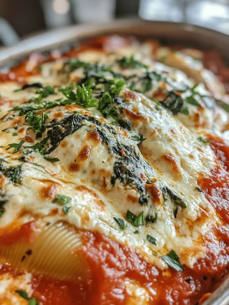 If you're searching for a comforting, satisfying dish that combines both nutrition and indulgence, look no further than spinach and ricotta stuffed shells. This Italian classic features large pasta shells that are generously filled with a rich blend of creamy ricotta cheese and fresh spinach, all topped with a luscious marinara sauce and baked to perfection. The result is a delightful harmony of flavors and textures; the creamy filling contrasts beautifully with the slightly tangy sauce, while the pasta shell provides the perfect vessel to hold this delicious concoction.