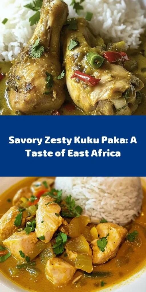Discover the vibrant flavors of East Africa with this Zesty Kuku Paka recipe! This delicious dish features tender chicken simmered in rich coconut milk, infused with aromatic spices like turmeric, cumin, and coriander. Perfectly paired with rice or ugali, it’s a delightful meal for family and friends. With simple ingredients and easy steps, this recipe will bring a taste of the tropics to your dinner table. Enjoy the warmth and incredible taste today!