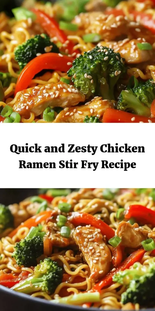Discover the vibrant flavors of this Zesty Chicken Ramen Stir Fry! Perfect for a quick and satisfying meal, this dish combines tender chicken, colorful veggies, and hearty ramen noodles, all tossed in a savory sauce. Ready in just 30 minutes, it's an ideal weeknight dinner for the whole family. Garnished with sesame seeds and green onions, it’s as beautiful as it is delicious. Try it tonight for a taste of Asian-inspired comfort food!