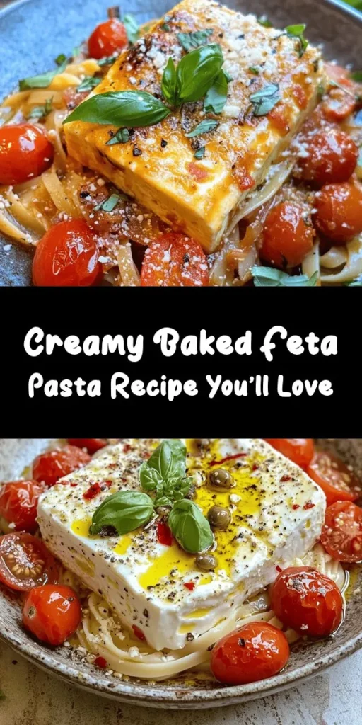 Experience a taste sensation with this Baked Feta Pasta Delight! This easy recipe combines creamy feta, juicy cherry tomatoes, and aromatic garlic, all baked to perfection. Toss in your favorite pasta for a comforting meal that's bursting with flavor. Perfect for weeknight dinners or impressing guests, it's simple yet impressive. Top with fresh basil and Parmesan for that extra touch! Ready in just 40 minutes, it's a must-try!