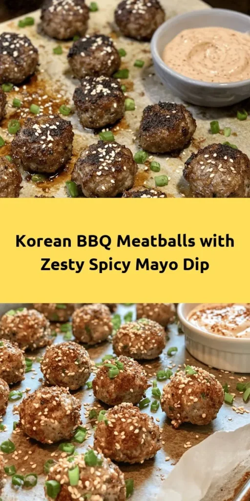 These Korean BBQ Meatballs with Spicy Mayo Dip are a flavor-packed treat that's perfect for any occasion! Made with ground beef or pork, cooked rice, and a blend of aromatic ingredients, these meatballs are baked to perfection and served with a creamy, spicy mayo dip. Whip them up in just 35 minutes for a deliciously satisfying appetizer or main dish. Great for entertaining or a cozy night in, your taste buds will thank you!