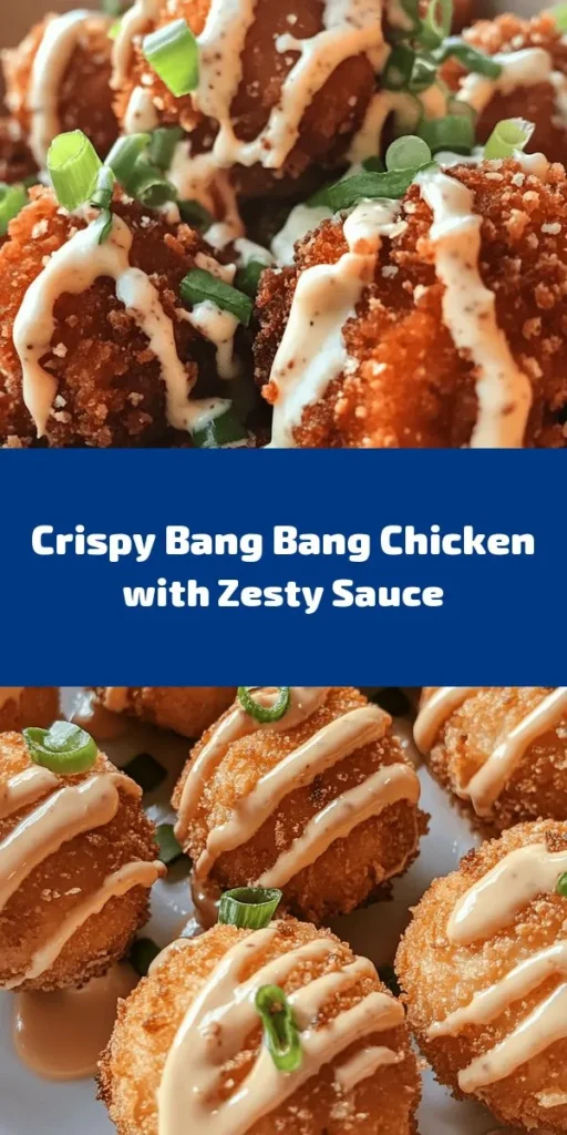 Discover the ultimate crispy Bang Bang Chicken recipe that’s sure to elevate your meal! This delicious dish features tender, marinated chicken thighs coated in a crunchy panko crust and fried to perfection. Paired with a spicy, creamy Bang Bang sauce, it's great as an appetizer or served over rice. Perfect for any occasion, this recipe will have your guests coming back for more. Try it today for a flavorful twist on classic fried chicken!