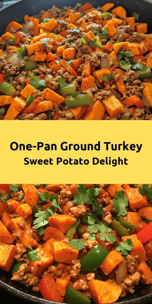Looking for a quick and healthy dinner option? Try this Ground Turkey Sweet Potato Skillet! Packed with lean protein and nutritious veggies, it combines ground turkey, sweet potatoes, and colorful bell peppers for a delicious one-pan meal. Seasoned with chili powder, smoked paprika, and cumin, it’s bursting with flavor. Perfect for busy weeknights and ready in just 35 minutes. Don't forget to top it off with fresh cilantro for an added burst of freshness!