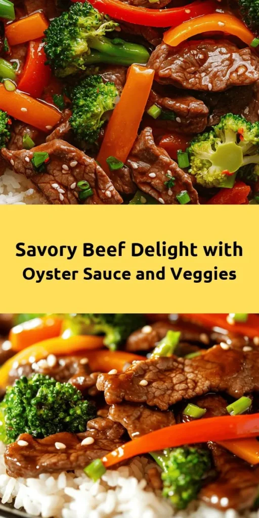 Indulge in this savory beef delight with oyster sauce that's perfect for a weeknight dinner! Tender beef sirloin is marinated in a flavorful blend of oyster and soy sauce, then stir-fried with colorful bell peppers, broccoli, and carrots. Finished with a touch of sesame oil for extra richness, this dish is served over fluffy cooked rice. Quick to prepare and ready in under an hour, it’s a delicious way to impress family and friends at the dinner table!