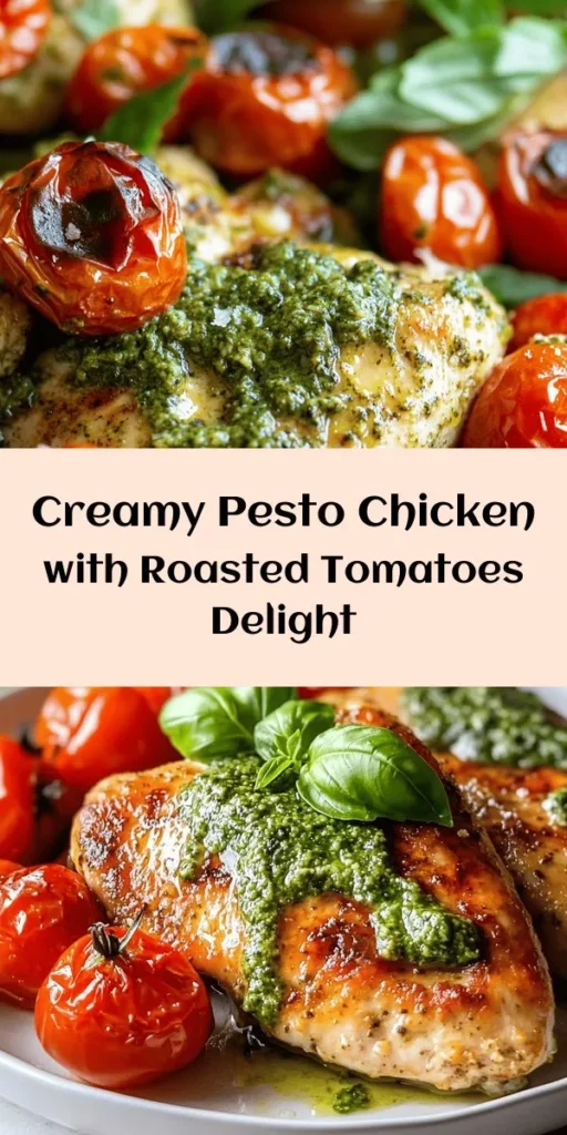 Indulge in this creamy pesto chicken with roasted tomatoes that’s perfect for a cozy dinner! Sear juicy chicken breasts to golden perfection and combine them with a rich, flavorful creamy pesto sauce. Roasted cherry tomatoes add a delicious burst of flavor. Ready in under an hour, this dish is not only easy to make but also a hit with the whole family. Don’t forget to garnish with fresh basil and parmesan for an extra special touch!