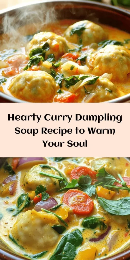 Warm up with this delicious Best Curry Dumpling Soup! Easy to make in just 40 minutes, this recipe features homemade dumplings filled with vibrant veggies and spices. Simmered in a rich broth of coconut milk and red curry paste, each bowl is packed with flavor and nutrition. Perfect for cozy nights or whenever you crave comfort food. Serve hot, topped with fresh cilantro, for a meal everyone will love!