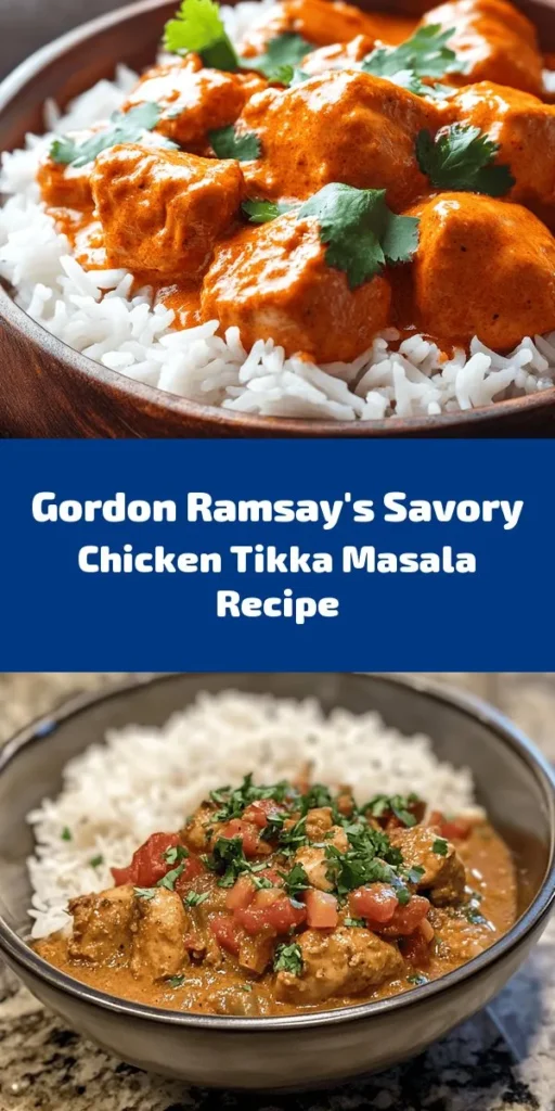 Discover how to make Gordon Ramsay's irresistible Chicken Tikka Masala! This dish features tender marinated chicken thighs, a rich and creamy sauce made with tomatoes and coconut milk, and fragrant spices like garam masala and turmeric. Perfect for impressing guests or treating yourself to a cozy night in, serve this flavorful meal with basmati rice or naan. It's an easy, delicious recipe that's sure to delight!
