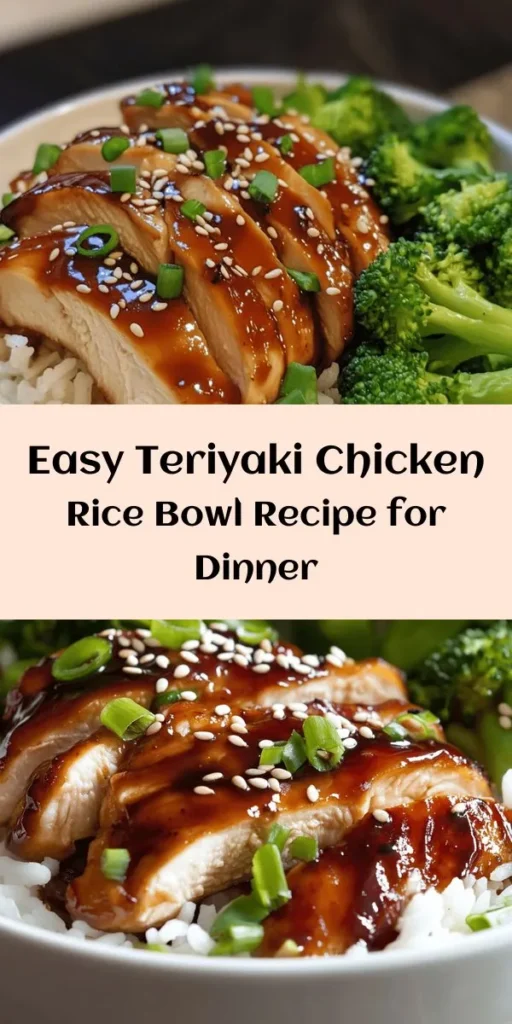 Savor the flavors of this Teriyaki Chicken Rice Bowl that’s perfect for a quick dinner! Featuring tender marinated chicken thighs, fluffy jasmine rice, and a rich teriyaki sauce, this dish is a crowd-pleaser. Top it with sesame seeds and green onions, and serve alongside steamed broccoli for a healthy twist. With easy steps to follow, you can whip up this delightful meal in just an hour. Ideal for busy weeknights or meal prep!