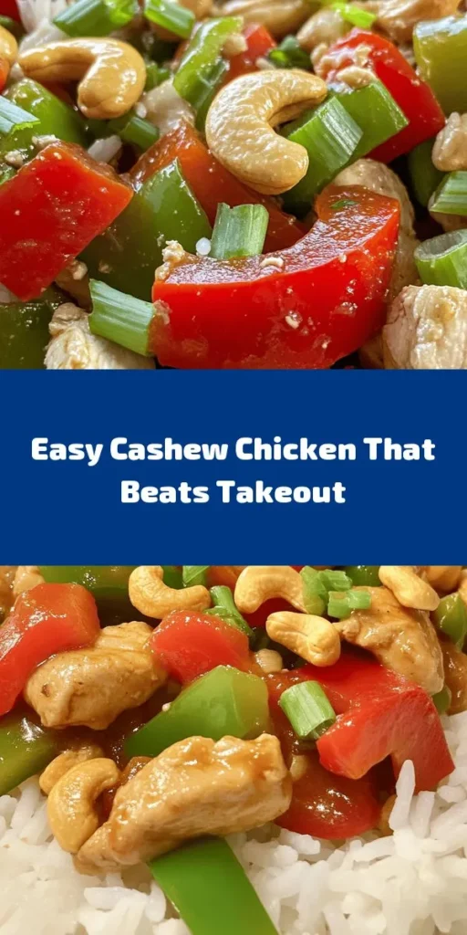 Indulge in this Better-Than-Takeout Cashew Chicken that's packed with flavor and quick to make! With juicy chicken, crunchy cashews, and colorful bell peppers, this dish comes together in just 30 minutes. Perfect for busy weeknights, it features a delightful blend of soy sauce, hoisin, garlic, and ginger. Serve over white rice or quinoa for a satisfying meal the whole family will love. Elevate your dinner game with this delicious recipe! 🥡🥜