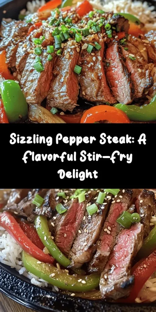 Get ready for a flavor explosion with this Sizzling Pepper Steak with Onions! This quick and easy dish features tender flank steak marinated in a savory blend of soy and oyster sauces, stir-fried with colorful bell peppers and onions. Ready in just 30 minutes, it's perfect for a busy weeknight meal. Serve it over rice or noodles and top with green onions and sesame seeds for a delicious finishing touch. Your taste buds will thank you!