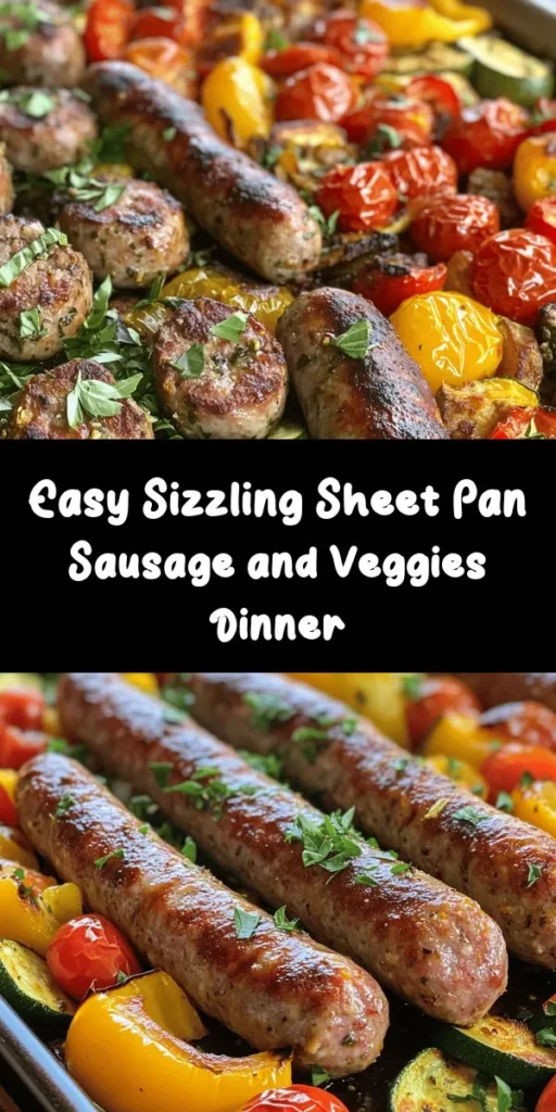 Elevate your weeknight dinners with this Sizzling Sheet Pan Sausage & Veggies recipe! Packed with Italian sausage, vibrant bell peppers, zucchini, red onion, and cherry tomatoes, this dish is as tasty as it is easy to make. Simply toss the veggies with olive oil and spices, layer on the sausage, and roast for 25-30 minutes. Perfect for busy nights, it's a one-pan wonder that serves 4 and is bursting with flavor. Don’t forget the fresh parsley garnish for an extra touch!