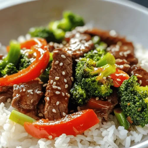Explore the vibrant flavors of Asian cuisine with this delightful recipe for Savory Chinese Beef and Broccoli Stir-Fry. This dish is an embodiment of the art of stir-frying, showcasing tender beef flank steak paired with fresh broccoli and colorful bell peppers. The quick cooking method preserves the nutritional value of the ingredients while delivering a burst of flavor that is both satisfying and wholesome. Whether you are looking for a quick weeknight dinner or an impressive meal to serve guests, this recipe is not only delicious but also easy to prepare.