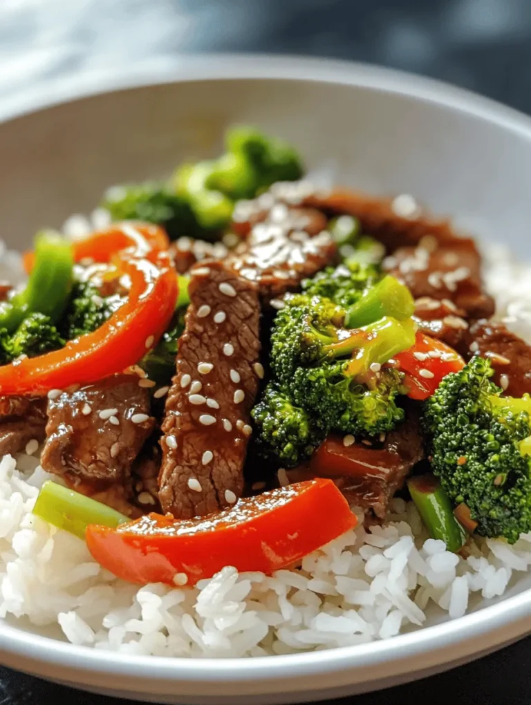 Explore the vibrant flavors of Asian cuisine with this delightful recipe for Savory Chinese Beef and Broccoli Stir-Fry. This dish is an embodiment of the art of stir-frying, showcasing tender beef flank steak paired with fresh broccoli and colorful bell peppers. The quick cooking method preserves the nutritional value of the ingredients while delivering a burst of flavor that is both satisfying and wholesome. Whether you are looking for a quick weeknight dinner or an impressive meal to serve guests, this recipe is not only delicious but also easy to prepare.
