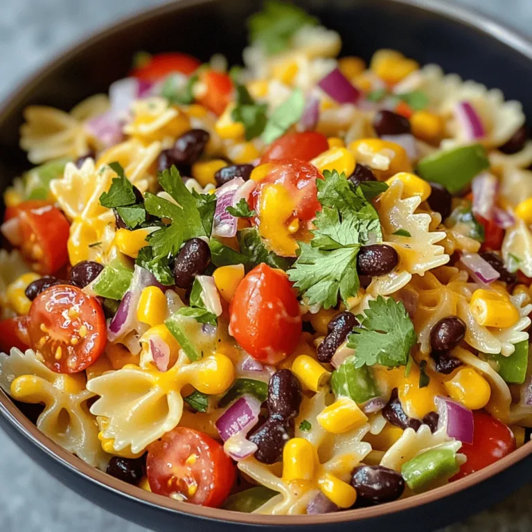 Cooking the pasta is a crucial step in preparing Cowboy Pasta Salad, as the texture of the pasta greatly influences the overall dish. For this salad, choose a short pasta shape, such as rotini or penne, which holds the dressing and ingredients well. The key to achieving the perfect pasta lies in cooking it al dente, which means the pasta should be cooked until it’s firm to the bite—this prevents it from becoming mushy when mixed with the other ingredients.
