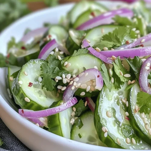 The Asian Cucumber Salad is more than just a side dish; it is a vibrant, refreshing experience that tantalizes the taste buds and invigorates the senses. Perfect for any meal or occasion, this salad embodies the essence of Asian cuisine, where fresh ingredients and bold flavors harmoniously come together. Whether served at a summer barbecue, alongside grilled meats, or as a light lunch on its own, this salad is versatile enough to fit any culinary context.