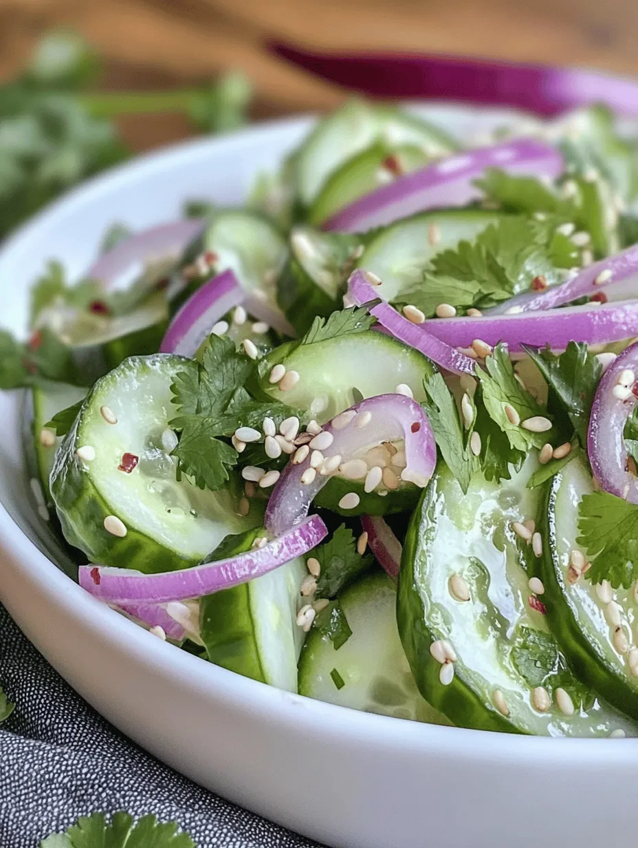 The Asian Cucumber Salad is more than just a side dish; it is a vibrant, refreshing experience that tantalizes the taste buds and invigorates the senses. Perfect for any meal or occasion, this salad embodies the essence of Asian cuisine, where fresh ingredients and bold flavors harmoniously come together. Whether served at a summer barbecue, alongside grilled meats, or as a light lunch on its own, this salad is versatile enough to fit any culinary context.