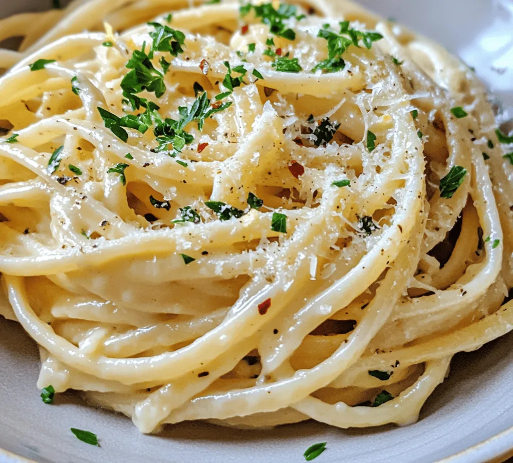 Garlic Parmesan Pasta is the epitome of a comforting dish. It combines simple ingredients to create something that feels indulgent, yet it can be whipped up in a matter of minutes. The appeal lies in its versatility; you can serve it as a main course or as a side, pair it with grilled chicken, sautéed vegetables, or enjoy it on its own. It’s also a fantastic way to impress guests without spending hours in the kitchen.