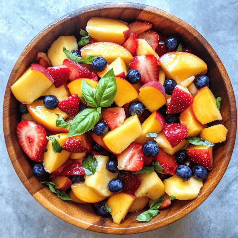 As the sun shines bright and temperatures rise, there's nothing quite as refreshing as a vibrant fruit salad. This dish is a summer staple, celebrated for its ability to combine a variety of flavors and textures, making it the perfect treat for picnics, barbecues, or simply as a quick and healthy snack. In the world of fruit salads, there's one recipe that stands out with its unique blend of sweet, tangy, and herbal notes: the Honey Lime Basil Peach Fruit Salad.
