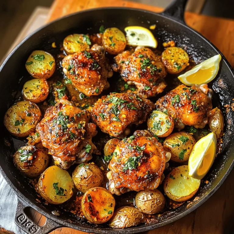 If you’re looking for a dish that encapsulates comfort, flavor, and ease of preparation, look no further than the Sizzling Garlic Butter Chicken & Potatoes Skillet. This mouthwatering recipe combines tender chicken and perfectly cooked baby potatoes, all enveloped in a rich, buttery garlic sauce that will have your taste buds dancing. As the enticing aroma fills your kitchen, you’ll find that this one-pan meal is not only delightful to the senses but also a fantastic solution for busy weeknight dinners or entertaining guests without the hassle of extensive cleanup.