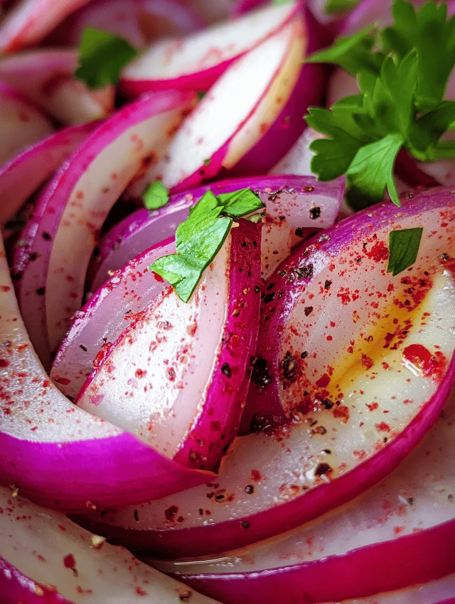When looking for a dish that combines simplicity and vibrant flavor, Zesty Sumac Onions stand out as a delightful option. This dish captures the essence of Middle Eastern cuisine, where fresh ingredients and bold flavors come together to create something truly special. The appeal of Zesty Sumac Onions lies not only in their tangy and slightly sweet profile but also in their versatility. Whether served as a side dish, a salad topping, or a garnish for grilled meats, these onions can elevate any meal with their striking taste and visual appeal.