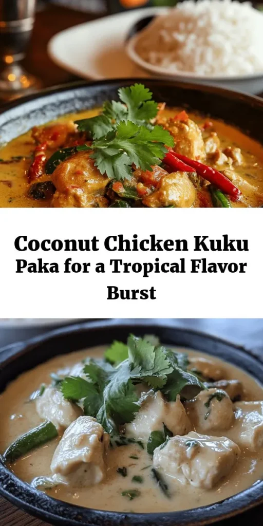 Discover the rich flavors of Kuku Paka, a delightful coconut chicken dish that's perfect for any occasion! This recipe combines tender chicken pieces with aromatic spices, caramelized onions, and creamy coconut milk for a delicious dish that's sure to impress. With a hint of lemon and fresh cilantro to finish, serve this over rice or with flatbreads for the ultimate comfort meal. Perfect for family dinners or gatherings, it's easy to make and even easier to enjoy!