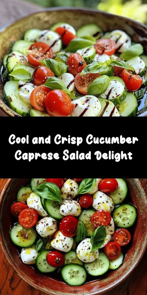 Looking for a quick and refreshing dish? Try this delicious Cucumber Caprese Salad! With just 10 minutes of prep, you can whip up a vibrant mix of cucumbers, cherry tomatoes, fresh mozzarella, and aromatic basil. Drizzled with olive oil and balsamic glaze, it's the perfect side or light meal for any occasion. Serve it right away for fresh flavors or chill for a cool treat. Enjoy this garden-fresh salad packed with summer vibes!