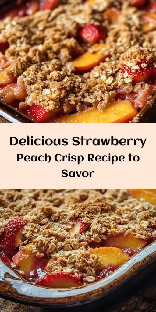 Indulge in the perfect summer dessert with this Strawberry Peach Crisp! Bursting with juicy strawberries and peaches, this recipe combines fresh fruit with a sweet, crunchy oat topping that’s simply irresistible. With easy-to-follow steps, it’s a delightful treat for gatherings or a cozy night in. Serve warm with a scoop of vanilla ice cream for an extra special touch. Fresh, fruity, and oh-so-delicious, it’s a must-try!