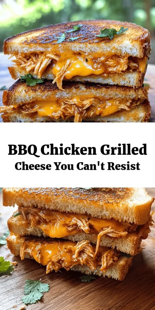 Indulge in the ultimate comfort food with this BBQ Chicken Grilled Cheese! This delicious sandwich features tender shredded chicken mixed with your favorite barbecue sauce, all melted together with a gooey blend of cheddar and mozzarella. Grilled to perfection on buttery, flavorful bread, it’s a perfect meal for any time of day. Quick to prepare and absolutely satisfying, serve it warm with extra BBQ sauce for dipping. A must-try for cheese lovers!