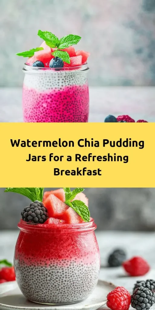 Start your day off right with this Refreshing Watermelon Chia Pudding Breakfast Jar! This vibrant and nutritious recipe features creamy coconut milk, chia seeds, and blended watermelon for a deliciously fruity treat. Perfect for a quick morning snack or a light dessert, this simple recipe is ready in just 10 minutes of prep, plus chilling time. Layer it in a jar and top with fresh mint and extra fruit for a delightful touch. Enjoy a burst of summer flavors in every bite!