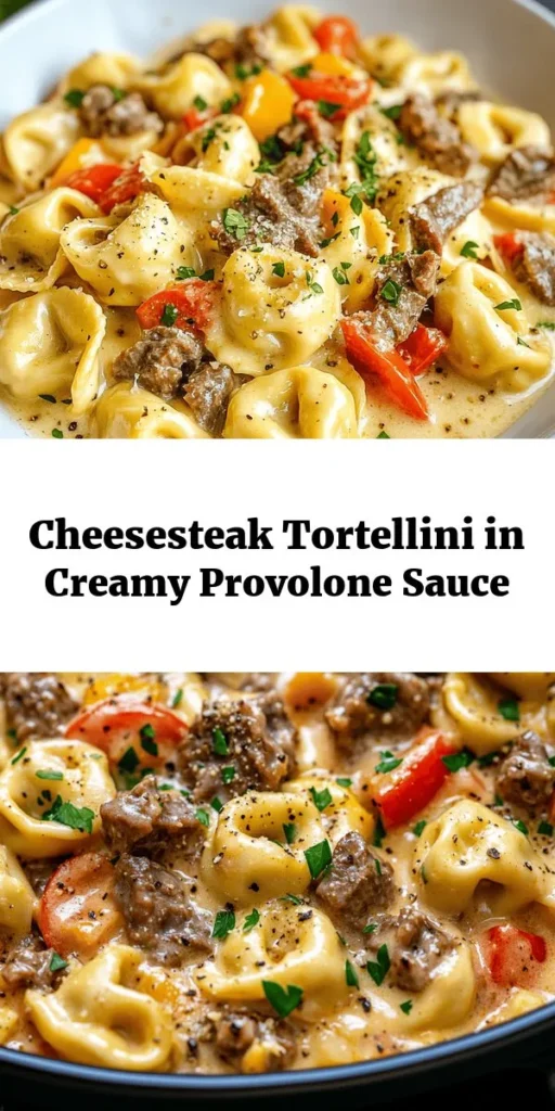 Indulge in a delicious twist on a classic with this Cheesesteak Tortellini in Rich Provolone Sauce! Perfect for a quick and satisfying dinner, this recipe features tender cheese tortellini paired with sautéed beef, onions, and bell peppers, all enveloped in a creamy provolone sauce. Ready in just 30 minutes, it's the ultimate comfort food with loads of flavor. Garnish with fresh parsley and optional Parmesan for an irresistible touch!