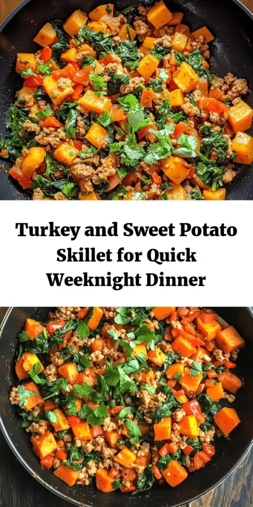 Looking for a quick and healthy dinner idea? Try this Ground Turkey Sweet Potato Skillet! Packed with protein and nutrients, this one-pan meal combines savory ground turkey, vibrant sweet potatoes, and fresh veggies. With a hint of smoked paprika and cumin, it’s deliciously satisfying. Perfect for busy weeknights, it takes just 30 minutes to make. Garnish with fresh herbs for added flavor. Your family will love this tasty dish!