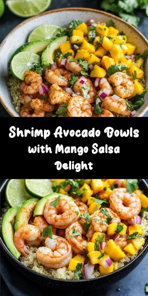Dive into the tropical flavors of these delicious Shrimp and Avocado Bowls with Mango Salsa and Lime-Chili Sauce! Perfect for a quick weeknight dinner or meal prep, this recipe combines juicy shrimp with creamy avocado and vibrant mango salsa. Drizzled with zesty lime-chili sauce, these bowls are not only colorful but also packed with flavor. Serve them over fluffy rice or quinoa for a satisfying meal that will wow your taste buds! 🍤🥑🌮