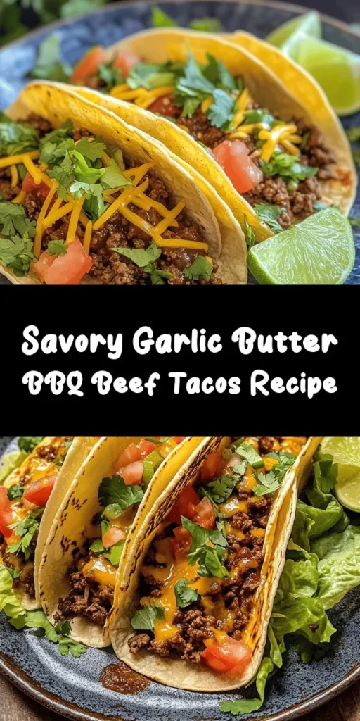 Elevate taco night with these Garlic Butter Honey BBQ Beef Tacos! Juicy ground beef is cooked in a mouthwatering garlic butter and honey BBQ sauce, seasoned to perfection with spices. Serve in warm tortillas and load them up with fresh lettuce, juicy tomatoes, and melty cheese. Perfect for a quick 30-minute dinner, these tacos are sure to impress your family and friends. Don’t forget a squeeze of lime for that extra zing! Enjoy flavorful bites that are both easy and delicious.