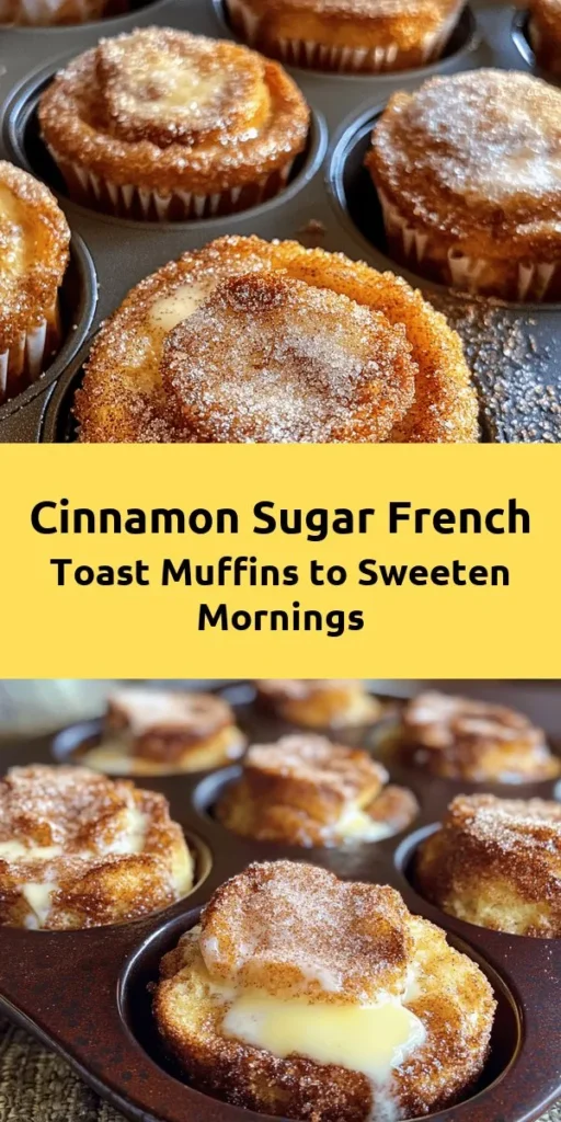 Indulge in our delicious Cinnamon Sugar French Toast Muffins! These easy-to-make treats are perfect for breakfast or brunch, combining cubed French bread with a creamy custard made of eggs, milk, and brown sugar. Baked to golden perfection, each muffin is topped with a delightful cinnamon sugar blend and melted butter. Ready in under an hour, these fluffy muffins are guaranteed to satisfy your sweet cravings and impress your guests!
