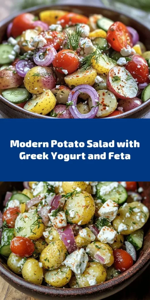 Discover a fresh twist on a classic dish with this vibrant potato salad! Made with colorful baby potatoes, creamy Greek yogurt, and a hint of Dijon, it’s anything but your grandma’s recipe. Loaded with crunchy cucumbers, juicy cherry tomatoes, and tangy feta, this salad bursts with flavor! Perfect for summer picnics or potlucks, it's a light and delicious side that everyone will love. Chill, serve, and enjoy this revitalized classic!