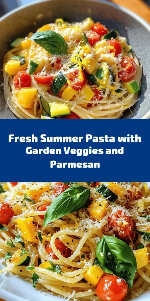 Brighten up your summer meals with this Summer Garden Pasta Delight! Featuring fresh veggies like cherry tomatoes, zucchini, and bell peppers, this pasta dish bursts with flavor. Sautéed garlic and aromatic basil bring everything together, while a hint of lemon adds a refreshing twist. Perfect for a quick weeknight dinner or a fun gathering with friends, this recipe is not only delicious but also a feast for the eyes. Get ready to enjoy a bowl of sunny goodness!