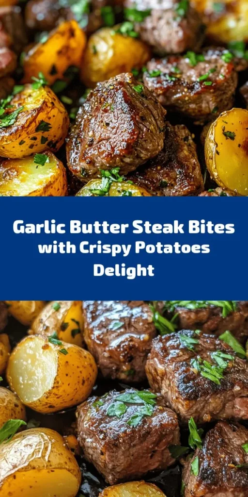 Indulge in these delicious Garlic Butter Steak Bites and Potatoes! Perfect for a quick weeknight dinner, this savory dish features tender sirloin steak and baby potatoes sautéed in a rich garlic butter sauce with fresh herbs. With a prep time of just 15 minutes, you can have a restaurant-quality meal ready in 30 minutes. Garnish with fresh parsley for a pop of color. Ideal for impressing family and friends! Try it out and savor the flavor!