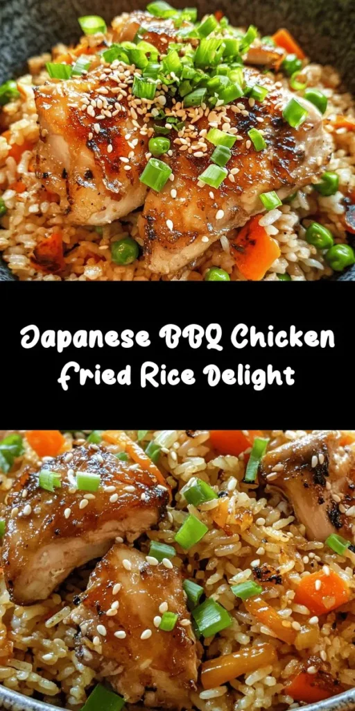 Indulge in a delicious Savory Japanese BBQ Chicken Fried Rice that’s perfect for a weeknight dinner! This exciting dish features tender marinated chicken, vibrant veggies, and fluffy rice all tossed together in irresistible flavors. With easy preparation and a delightful crunch from sesame seeds and green onions, it's sure to be a hit with family and friends. Ready in just 35 minutes, it's a quick, satisfying meal that promises big taste in every bite!