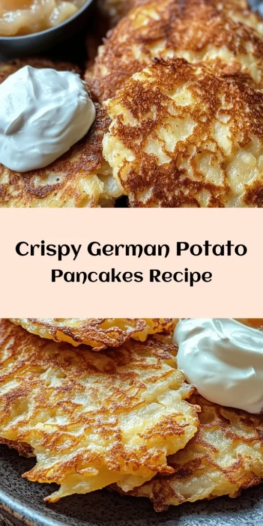 Delight in the crispy goodness of homemade Kartoffelpuffer, or German Potato Pancakes! This easy recipe combines grated russet potatoes and onion, mixed with eggs and flour for a satisfying dish. Fry them to golden perfection in vegetable oil for an irresistible crunch. Serve with applesauce or sour cream for a classic touch. Perfect for breakfast, lunch, or dinner, these pancakes are sure to impress family and friends. Enjoy the taste of Germany!