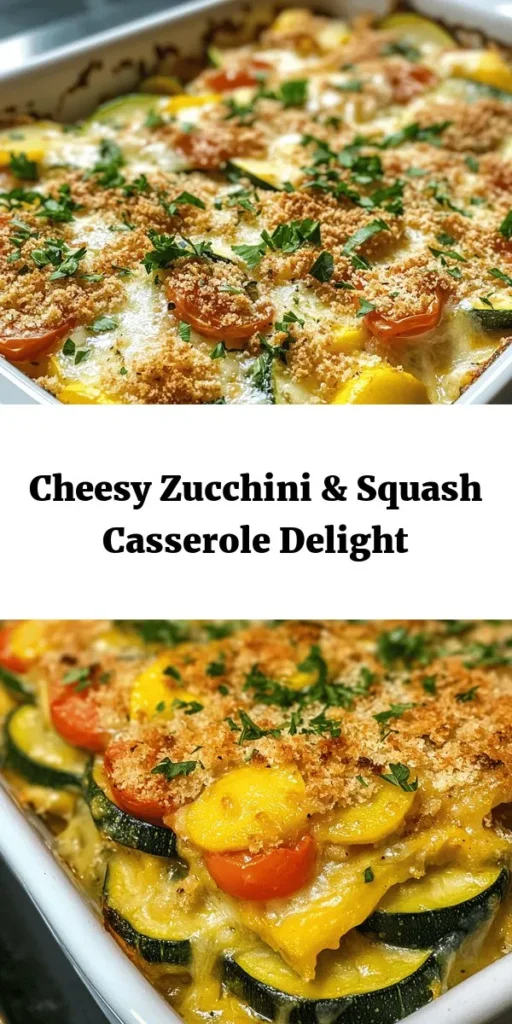 Discover the perfect summer dish with this Zesty Zucchini & Squash Casserole! Bursting with flavors from fresh zucchinis, yellow squashes, and juicy cherry tomatoes, this creamy, cheesy casserole is sure to be a hit at your dinner table. With easy prep and just a handful of ingredients, it’s not only delicious but also a fantastic way to enjoy seasonal veggies. Bake until golden, garnish with parsley, and enjoy this delightful dish!