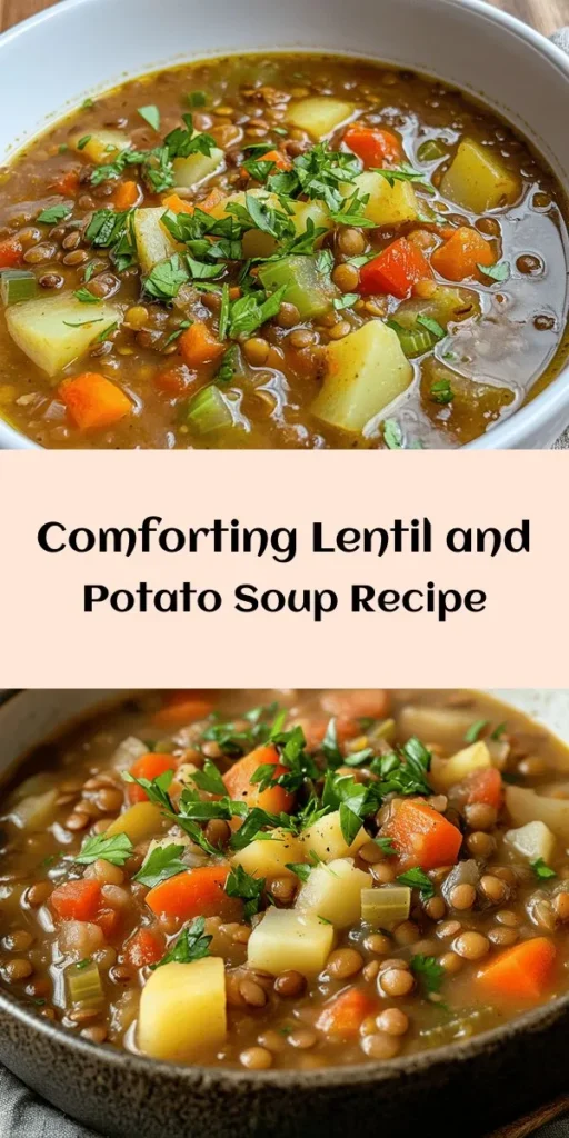Warm up with this delicious Hearty Lentil and Potato Soup! Packed with nutritious ingredients like green or brown lentils, diced potatoes, and fresh veggies, this comforting dish is perfect for any time of year. With just a few simple steps, you’ll have a wholesome meal ready in about 50 minutes. Seasoned with thyme and smoked paprika, plus an optional splash of lemon juice for brightness, it’s a flavor-packed choice. Don't forget the fresh parsley for a lovely garnish! Ideal for busy weeknights or meal prep, this soup serves six and is sure to become a favorite in your household. Enjoy cozying up with a bowl of goodness! 🥣🥔