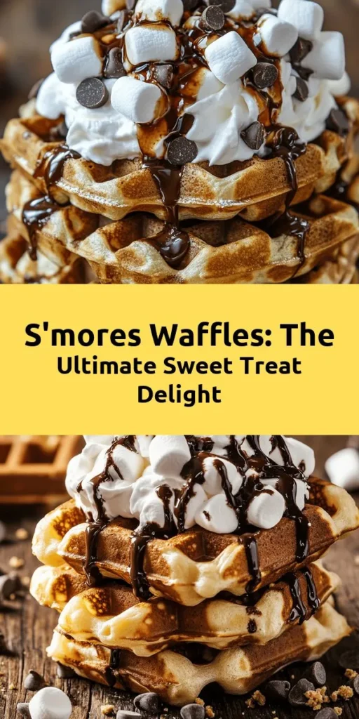 Treat yourself to the ultimate indulgence with these S’mores Waffles! Crunchy on the outside and fluffy on the inside, they’re packed with mini marshmallows, chocolate chips, and crushed graham crackers. Perfect for breakfast or dessert, these waffles are topped with whipped cream and drizzled with chocolate syrup for an extra sweet touch. Quick to prepare and melt-in-your-mouth delicious, this recipe will satisfy your s’mores cravings effortlessly!
