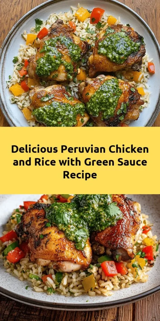 Discover the flavors of Peru with this delicious Peruvian Chicken & Rice dish featuring a vibrant green sauce. Juicy chicken thighs are marinated in a mix of spices and lime juice, then baked to perfection. Paired with fragrant long-grain rice cooked in savory broth and colorful veggies, this meal is a feast for the senses. Don’t forget the fresh green sauce made from cilantro, parsley, and jalapeño for an extra kick. Perfect for family dinners or impressing guests!