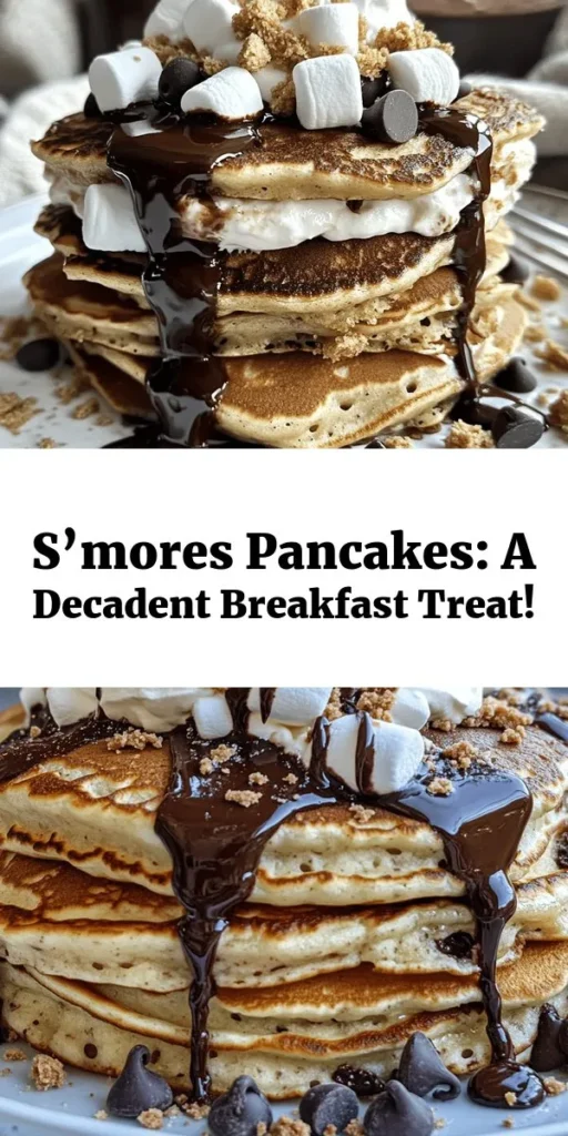 Treat yourself to a delicious breakfast with these S’mores Pancakes! Fluffy pancakes infused with mini marshmallows, topped with rich chocolate sauce, graham cracker crumbs, and more marshmallows create the perfect indulgence. This recipe is easy to follow and takes just 30 minutes, making it perfect for a weekend treat or a fun breakfast idea. Serve warm with a dollop of whipped cream for extra sweetness. Your morning will never be the same!